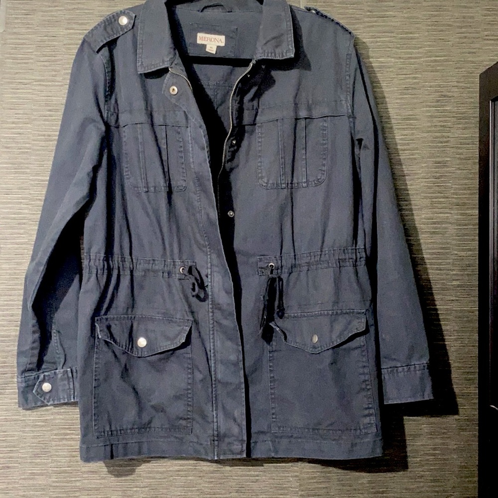 Women's Dark Gray, Utility Jacket Zip Up Snaps With Pockets, Like New, Size XL